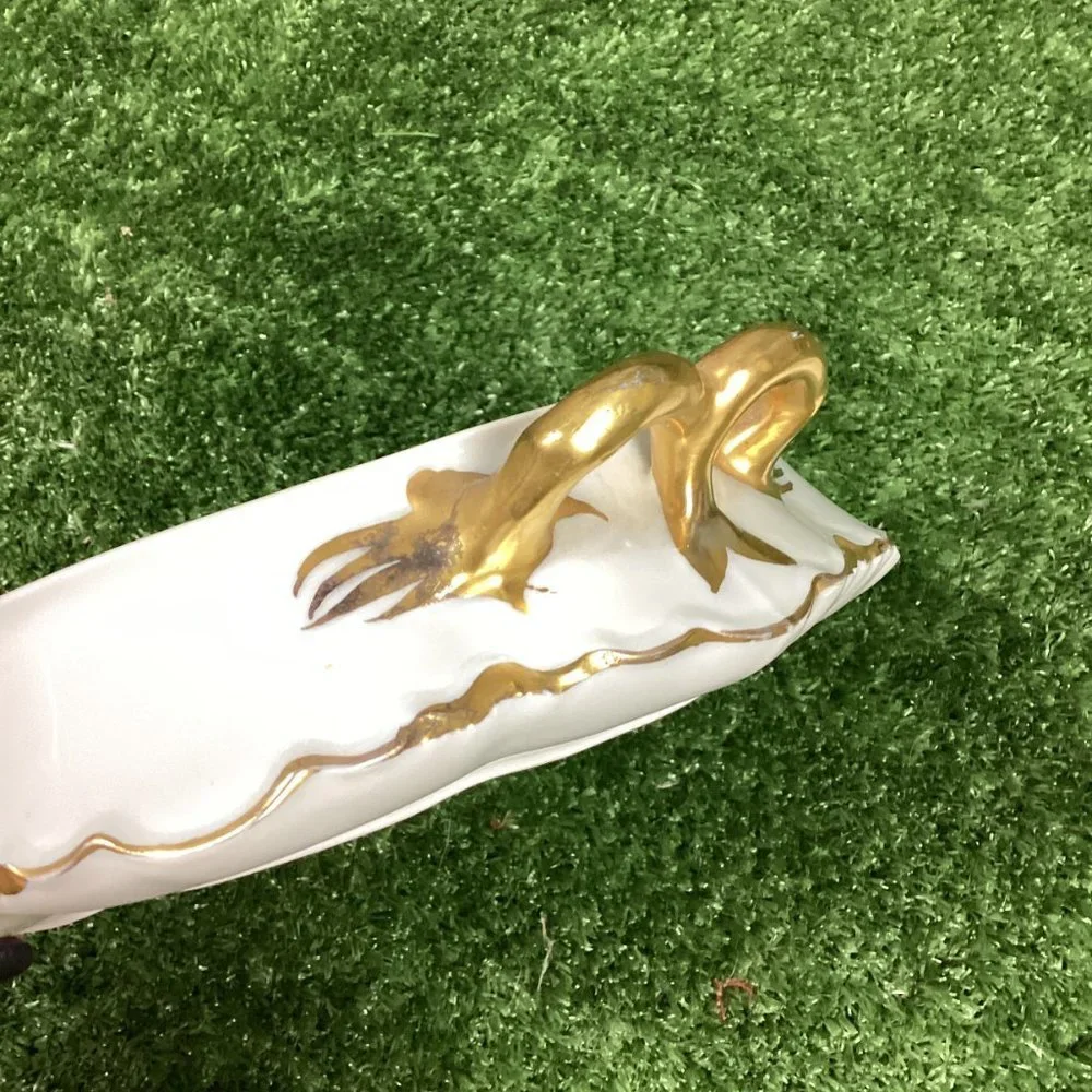 Antique Haviland Limoges Gold & White Porcelain Tureen Covered Bowl